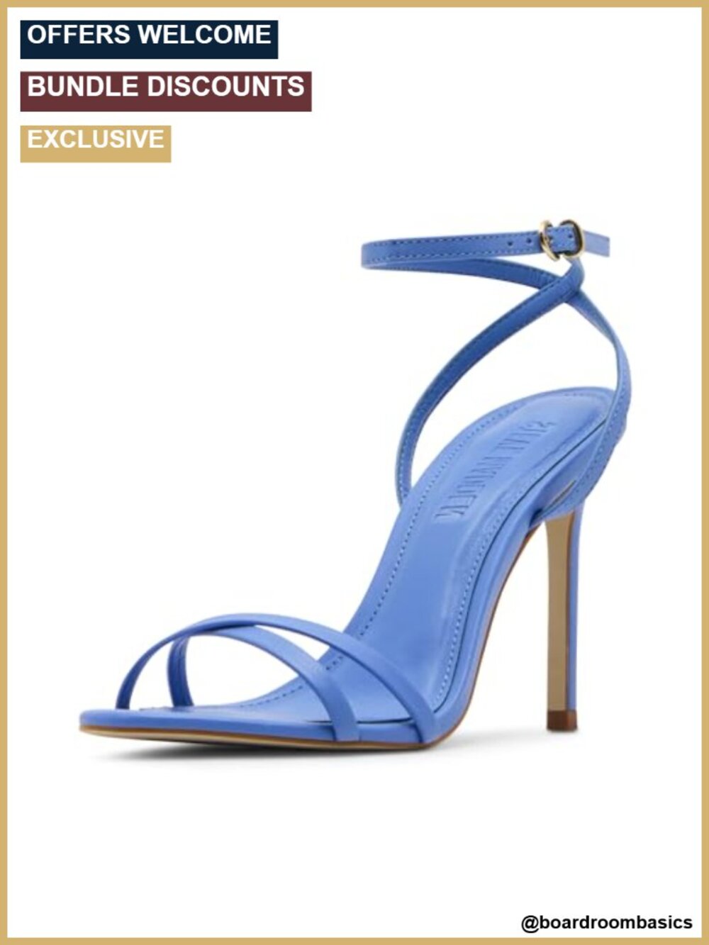 Heeled Sandals with 4 Inch Stiletto Heel, Almond Toe, Buckle Ankle Strap,